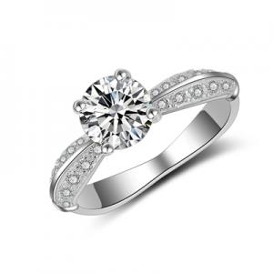 JZ101 Women's silver jewelry engagement ring with white gold plated